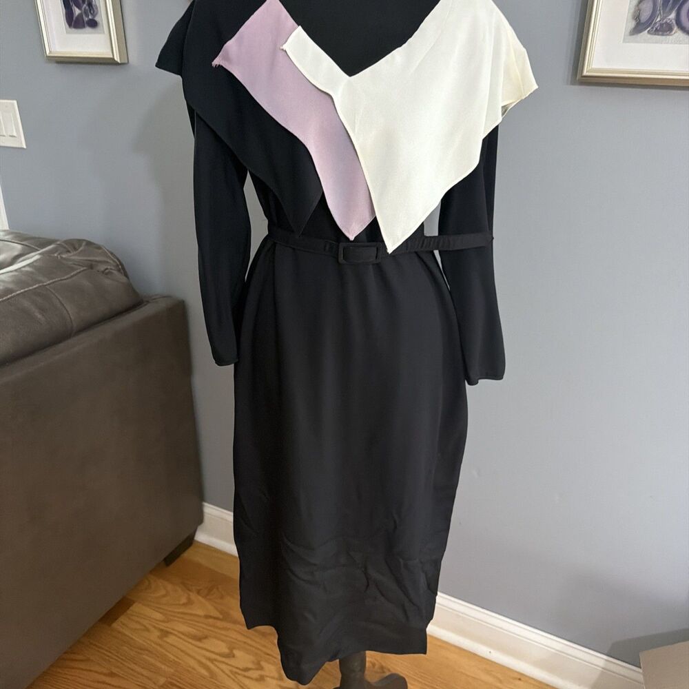 Vintage 80’s Pacino California Dress Medium Black White Purple